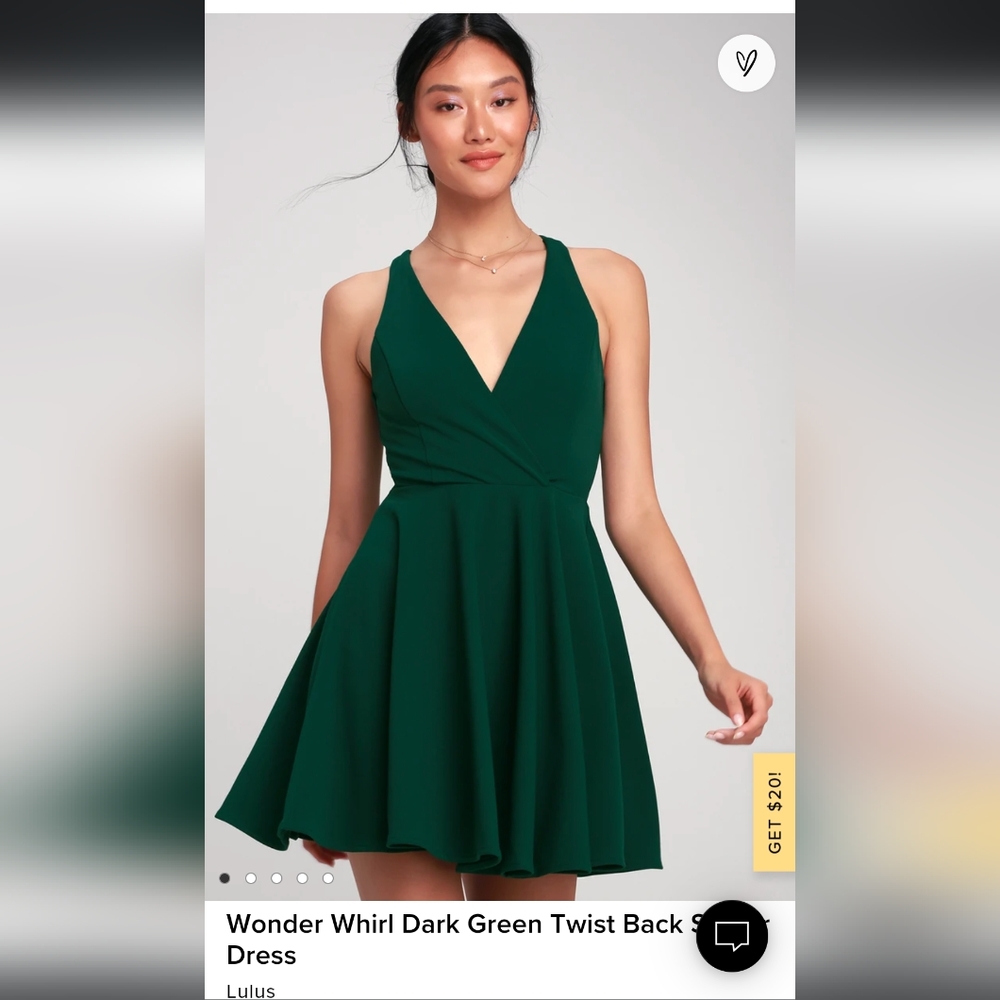 Wonder Whirl Dark Green Twist Back Skater Dress
